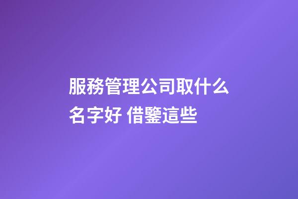 服務管理公司取什么名字好 借鑒這些-第1張-公司起名-玄機派